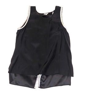 Parker Navy Silk Top with Split Back